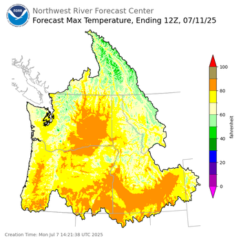 Day 4 (Thursday): Max Temperature Forecast ending Friday, July 11 at 5 am PDT