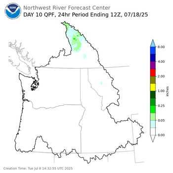 Day 10 (Thursday): Precipitation Forecast ending Friday, July 18 at 5 am PDT