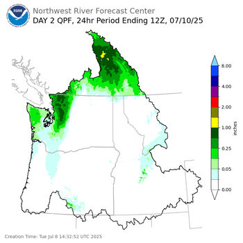 Day 2 (Wednesday): Precipitation Forecast ending Thursday, July 10 at 5 am PDT