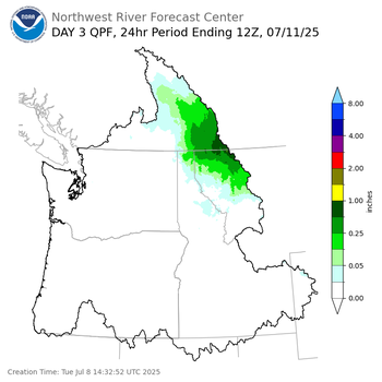 Day 3 (Thursday): Precipitation Forecast ending Friday, July 11 at 5 am PDT