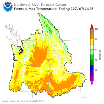 Day 3 (Thursday): Max Temperature Forecast ending Friday, July 11 at 5 am PDT