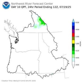 Day 10 (Friday): Precipitation Forecast ending Saturday, July 19 at 5 am PDT