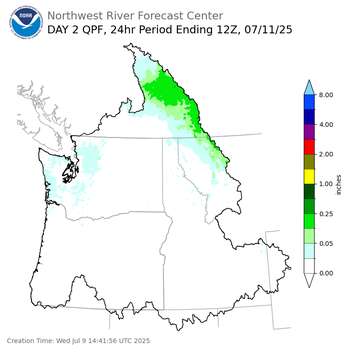 Day 2 (Thursday): Precipitation Forecast ending Friday, July 11 at 5 am PDT