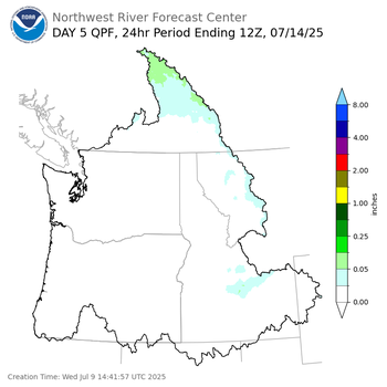 Day 5 (Sunday): Precipitation Forecast ending Monday, July 14 at 5 am PDT