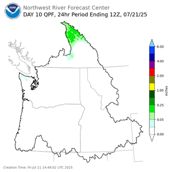 Day 10 (Sunday): Precipitation Forecast ending Monday, July 21 at 5 am PDT