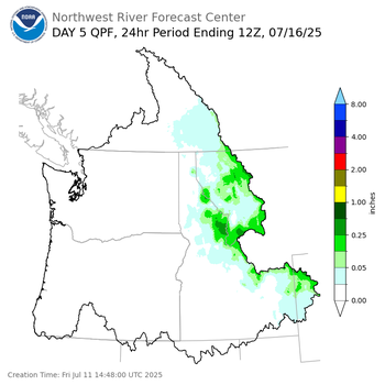 Day 5 (Tuesday): Precipitation Forecast ending Wednesday, July 16 at 5 am PDT