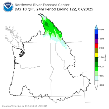 Day 10 (Tuesday): Precipitation Forecast ending Wednesday, July 23 at 5 am PDT