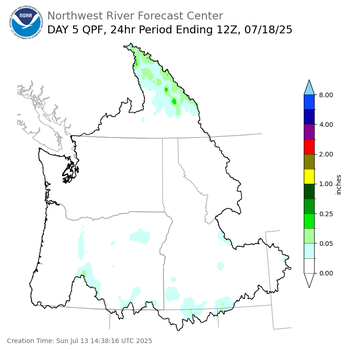 Day 5 (Thursday): Precipitation Forecast ending Friday, July 18 at 5 am PDT