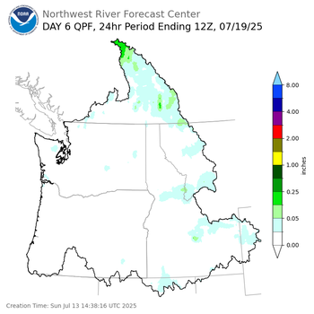 Day 6 (Friday): Precipitation Forecast ending Saturday, July 19 at 5 am PDT