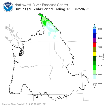 Day 7 (Saturday): Precipitation Forecast ending Sunday, July 20 at 5 am PDT