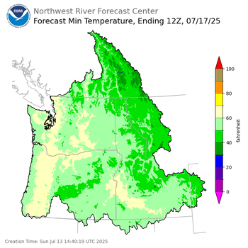 Day 4 (Wednesday): Min Temperature Forecast ending Thursday, July 17 at 5 am PDT