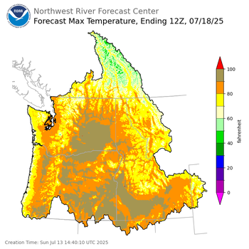 Day 5 (Thursday): Max Temperature Forecast ending Friday, July 18 at 5 am PDT