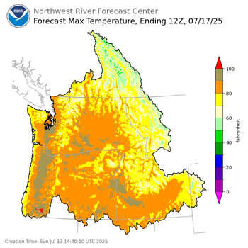 Day 4 (Wednesday): Max Temperature Forecast ending Thursday, July 17 at 5 am PDT