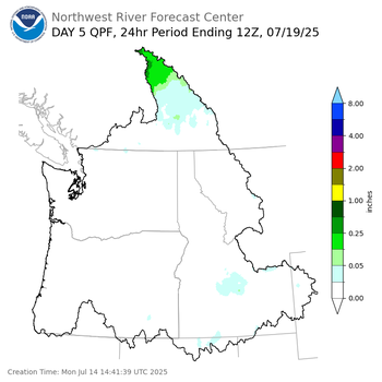 Day 5 (Friday): Precipitation Forecast ending Saturday, July 19 at 5 am PDT