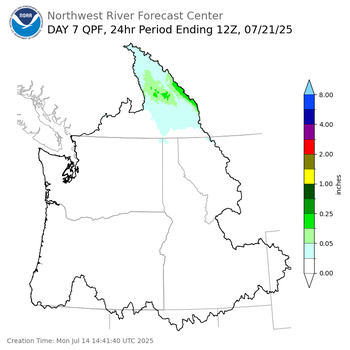 Day 7 (Sunday): Precipitation Forecast ending Monday, July 21 at 5 am PDT