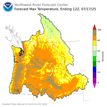 Day 3 (Wednesday): Max Temperature Forecast ending Thursday, July 17 at 5 am PDT