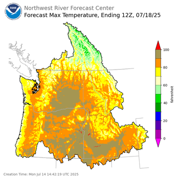 Day 4 (Thursday): Max Temperature Forecast ending Friday, July 18 at 5 am PDT