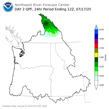 Day 2 (Wednesday): Precipitation Forecast ending Thursday, July 17 at 5 am PDT