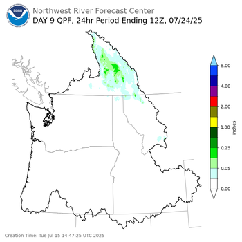 Day 9 (Wednesday): Precipitation Forecast ending Thursday, July 24 at 5 am PDT