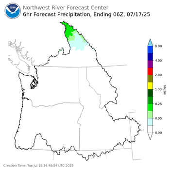 Day 2 (Wednesday): 6 Hourly Precipitation Forecast  ending Wednesday, July 16 at 11 pm PDT