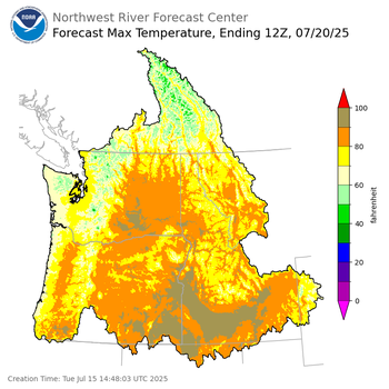 Day 5 (Saturday): Max Temperature Forecast ending Sunday, July 20 at 5 am PDT