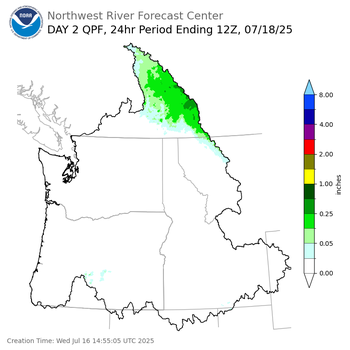 Day 2 (Thursday): Precipitation Forecast ending Friday, July 18 at 5 am PDT