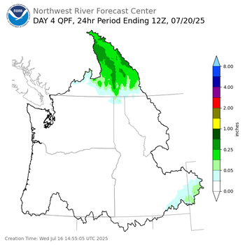 Day 4 (Saturday): Precipitation Forecast ending Sunday, July 20 at 5 am PDT