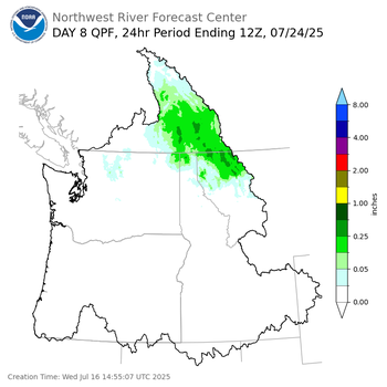 Day 8 (Wednesday): Precipitation Forecast ending Thursday, July 24 at 5 am PDT