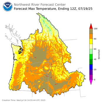 Day 3 (Friday): Max Temperature Forecast ending Saturday, July 19 at 5 am PDT