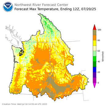 Day 4 (Saturday): Max Temperature Forecast ending Sunday, July 20 at 5 am PDT