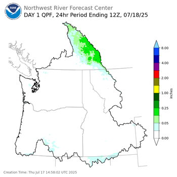 Day 1 (Thursday): Precipitation Forecast ending Friday, July 18 at 5 am PDT