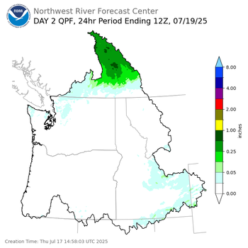 Day 2 (Friday): Precipitation Forecast ending Saturday, July 19 at 5 am PDT