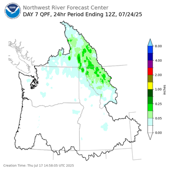 Day 7 (Wednesday): Precipitation Forecast ending Thursday, July 24 at 5 am PDT