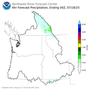 Day 1 (Thursday): 6 Hourly Precipitation Forecast ending Thursday, July 17 at 5 pm PDT