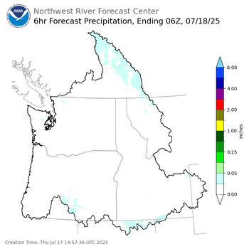 Day 1 (Thursday): 6 Hourly Precipitation Forecast ending Thursday, July 17 at 11 pm PDT