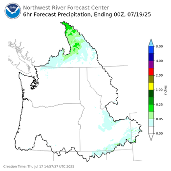 Day 2 (Friday): 6 Hourly Precipitation Forecast  ending Friday, July 18 at 5 pm PDT