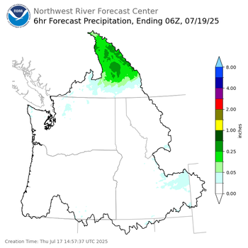 Day 2 (Friday): 6 Hourly Precipitation Forecast  ending Friday, July 18 at 11 pm PDT