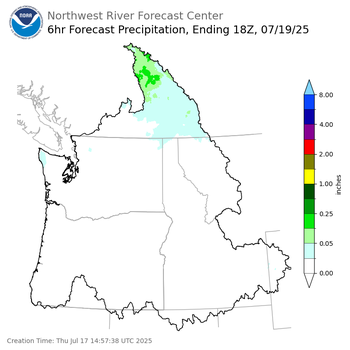 Day 3 (Saturday): 6 Hourly Precipitation Forecast  ending Saturday, July 19 at 11 am PDT