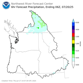 Day 3 (Saturday): 6 Hourly Precipitation Forecast  ending Saturday, July 19 at 11 pm PDT