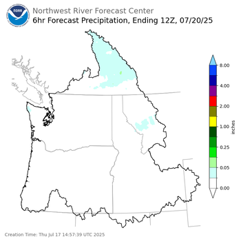 Day 3 (Saturday): 6 Hourly Precipitation Forecast  ending Sunday, July 20 at 5 am PDT