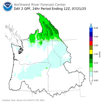 Day 2 (Sunday): Precipitation Forecast ending Monday, July 21 at 5 am PDT