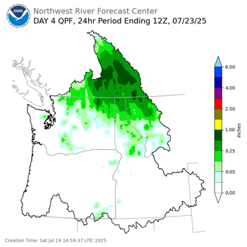 Day 4 (Tuesday): Precipitation Forecast ending Wednesday, July 23 at 5 am PDT
