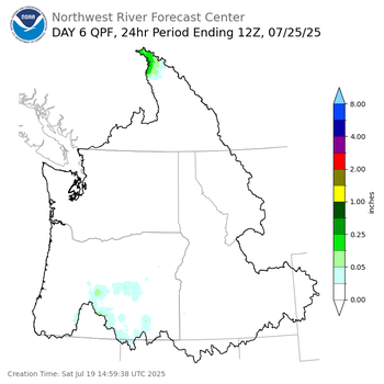 Day 6 (Thursday): Precipitation Forecast ending Friday, July 25 at 5 am PDT