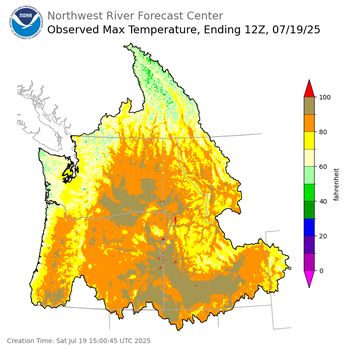 Maximum Temperatures ending Friday, July 18 at 9 pm PDT