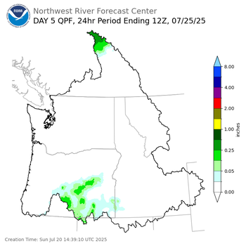 Day 5 (Thursday): Precipitation Forecast ending Friday, July 25 at 5 am PDT