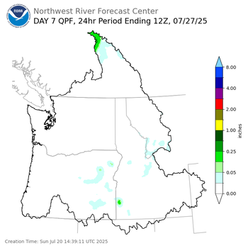 Day 7 (Saturday): Precipitation Forecast ending Sunday, July 27 at 5 am PDT
