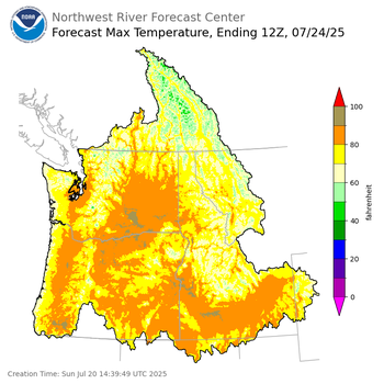 Day 4 (Wednesday): Max Temperature Forecast ending Thursday, July 24 at 5 am PDT