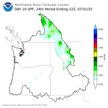Day 10 (Wednesday): Precipitation Forecast ending Thursday, July 31 at 5 am PDT