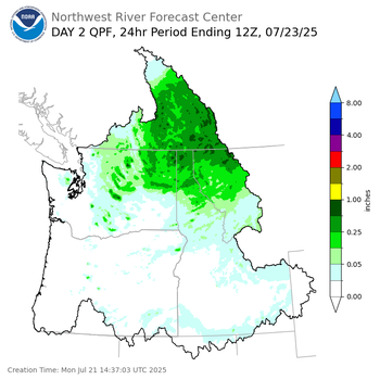 Day 2 (Tuesday): Precipitation Forecast ending Wednesday, July 23 at 5 am PDT