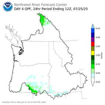 Day 4 (Thursday): Precipitation Forecast ending Friday, July 25 at 5 am PDT